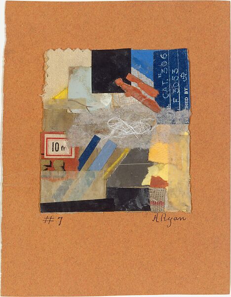 Number 7, Anne Ryan (American, Hoboken, New Jersey 1889–1954 Morristown, New Jersey), Cut and torn papers and cut fabrics pasted on cardboard, mounted on brown paper 