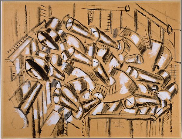 Two Reclining Women, Fernand Léger (French, Argentan 1881–1955 Gif-sur-Yvette), Gouache and charcoal on paper 