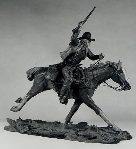 The Marshal (John Wayne As Rooster Cogburn), Harry Jackson (American, Chicago, Illinois 1924–2011 Cody, Wyoming), Painted bronze 