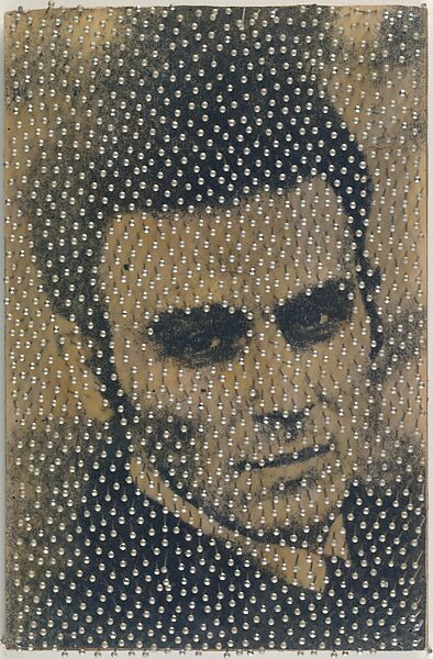 Untitled, Lucas Samaras (American (born Greece), Kastoria 1936–2024 New York), Gelatin silver print and pins on Masonite 