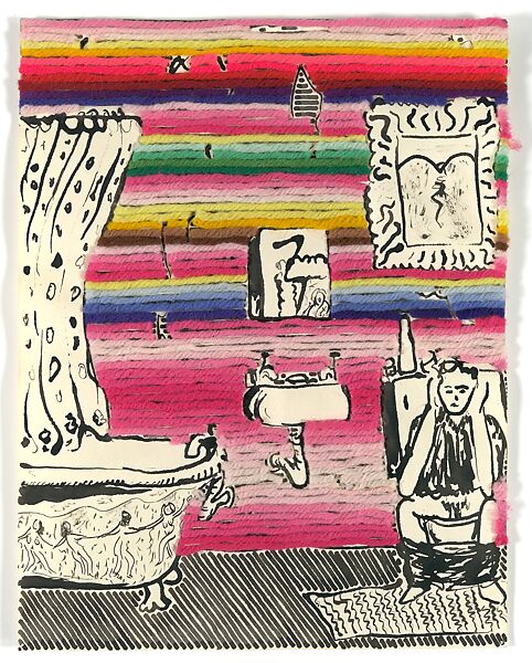 Untitled, Lucas Samaras (American (born Greece), Kastoria 1936–2024 New York), Ink and yarn on paper 