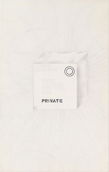 Untitled, 1970, Lucas Samaras (American (born Greece), Kastoria 1936–2024 New York), Colored porous pen, graphite, matte black paint, and cut and pasted paper, printed paper, and cut silver gelatin photographs on cut paper