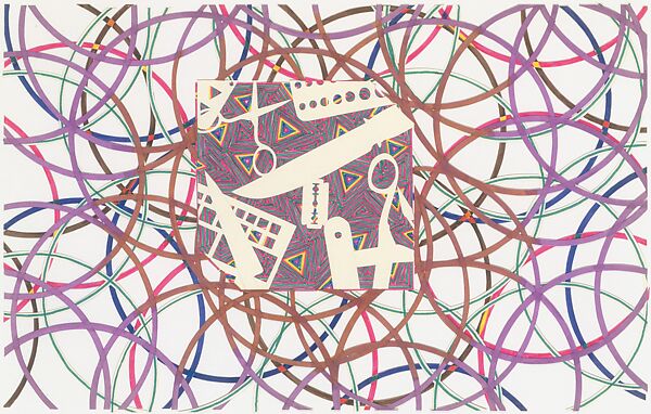 Untitled, 1970, Lucas Samaras (American (born Greece), Kastoria 1936–2024 New York), Colored porous pen, graphite, matte black paint, and cut and pasted paper, printed paper, and cut silver gelatin photographs on cut paper