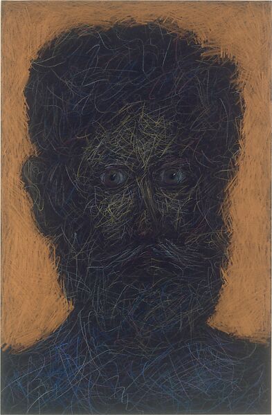 Untitled, Number 5, Lucas Samaras (American (born Greece), Kastoria 1936–2024 New York), Colored pencil on black paper 