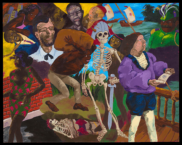Knowledge of the Past Is the Key to the Future: Some Afterthoughts on Discovery, Robert Colescott (American, Oakland, California 1925–2009 Tucson, Arizona), Acrylic on canvas 