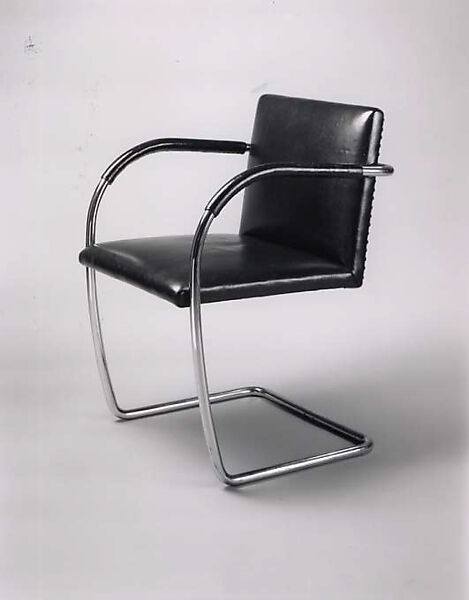 "BRNO" Armchair, Ludwig Mies van der Rohe (American (born Germany), Aachen 1886–1969 Chicago, Illinois), Chromed steel and bicast leather 