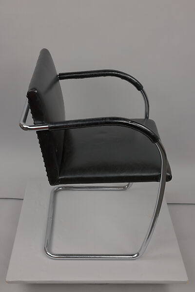 "BRNO" Armchair, Ludwig Mies van der Rohe (American (born Germany), Aachen 1886–1969 Chicago, Illinois), Chromed steel and bicast leather
