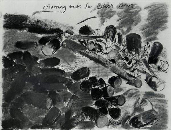 Charring Ends for Black Dome, David Nash (British, born 1945), Charcoal on paper 