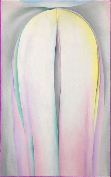 Grey Line with Lavender and Yellow, Georgia O&#39;Keeffe (American, Sun Prairie, Wisconsin 1887–1986 Santa Fe, New Mexico), Oil on canvas 