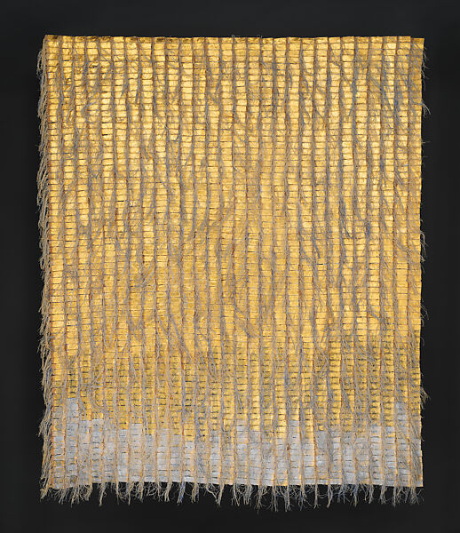 Alquimia 13 (Alchemy 13), Olga de Amaral (Colombian, born Bogotá, 1932), Linen, rice paper, gesso, indigo red and gold leaf 