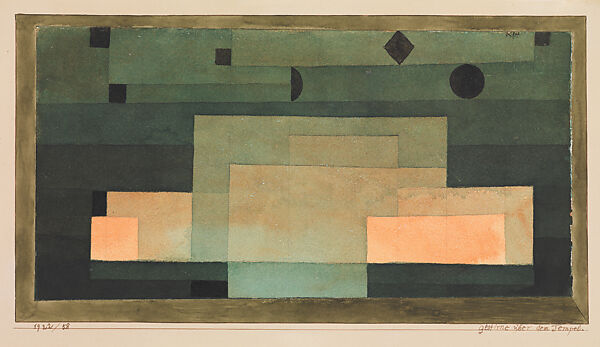The Firmament Above the Temple, Paul Klee (German (born Switzerland), Münchenbuchsee 1879–1940 Muralto-Locarno), Watercolor, pen and ink, and graphite on paper, bordered with gouache and ink, mounted on cardboard 