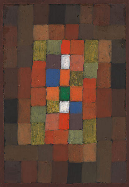 Static-Dynamic Gradation, Paul Klee (German (born Switzerland), Münchenbuchsee 1879–1940 Muralto-Locarno), Oil and gouache on paper bordered with gouache, watercolor, and ink, mounted on cardboard 