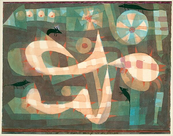 The Barbed Noose with the Mice, Paul Klee (German (born Switzerland), Münchenbuchsee 1879–1940 Muralto-Locarno), Watercolor and gouache on paper, bordered with gouache, mounted on cardboard 
