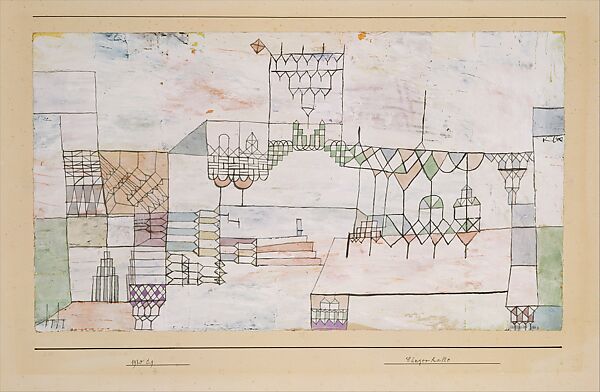 Great Hall for Singers, Paul Klee (German (born Switzerland), Münchenbuchsee 1879–1940 Muralto-Locarno), Watercolor and gouache on gesso on paper mounted on cardboard 