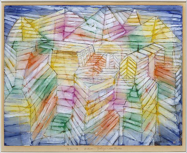 Theater-Mountain-Construction, Paul Klee (German (born Switzerland), Münchenbuchsee 1879–1940 Muralto-Locarno), Oil, gouache, and ink on paper mounted on cardboard 