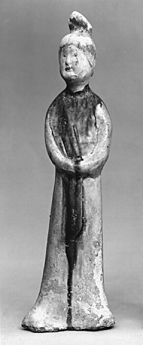 Figure of a standing woman, Eartheware with polychrome glaze (Sancai ware), China