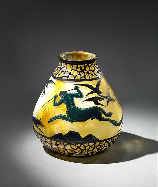 Vase, Marcel Goupy (French, 1886–1980), Glass, gold 