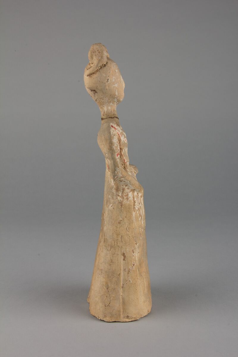 Figure of a standing woman, Earthenware with pigments, China