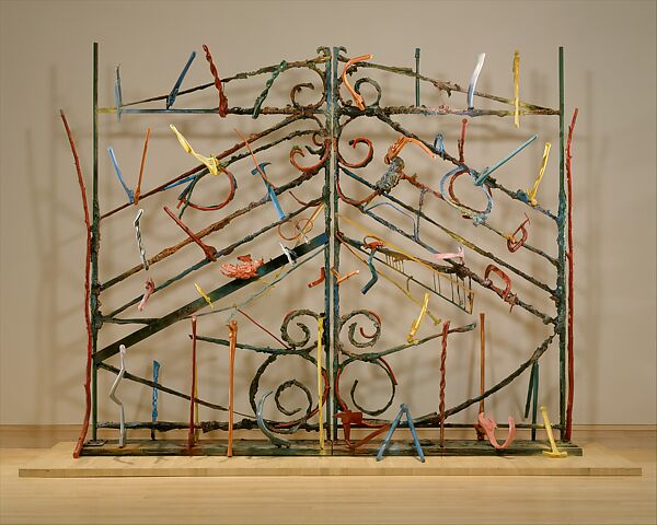 The Crommelynck Gate with Tools, Jim Dine (American, born Cincinnati, Ohio, 1935), Painted bronze 