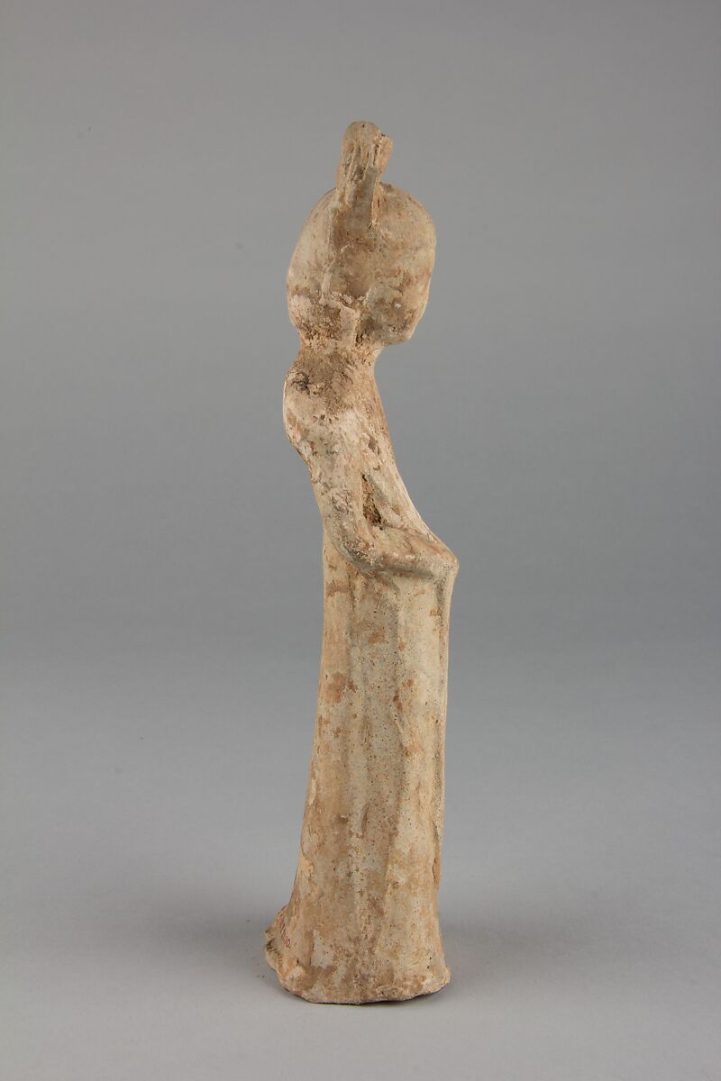 Figure of a standing woman, Earthenware with pigments, China
