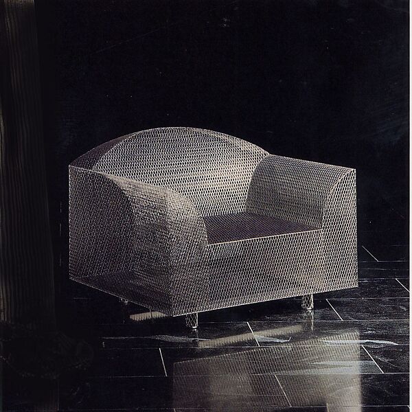 "How High the Moon" Armchair, Shiro Kuramata (Japanese, 1934–1991), Nickel-plated steel mesh 