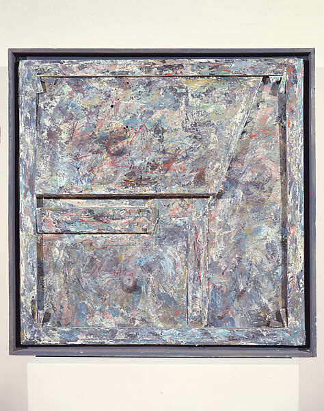 Triptych, Yuri Kuper (British, born Moscow, 1940), Oil, wood, glass, pen nibs, and ceramic plate on canvas