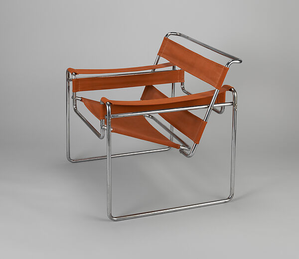 "Wassily" Armchair, Marcel Breuer (American (born Hungary), Pécs 1902–1981 New York), Chrome-plated steel, canvas upholstery 