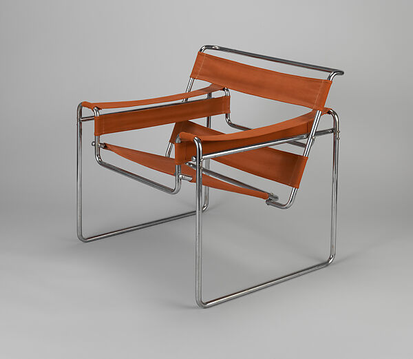 "Wassily" Armchair, Marcel Breuer (American (born Hungary), Pécs 1902–1981 New York), Chrome-plated steel, canvas upholstery