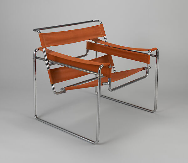 "Wassily" Armchair, Marcel Breuer (American (born Hungary), Pécs 1902–1981 New York), Chrome-plated steel, canvas upholstery