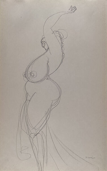 Standing Nude, Gaston Lachaise (American (born France) Paris 1882–1935 New York), Graphite on paper 