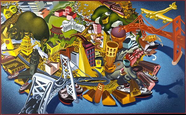 View of San Francisco, Number 2, Peter Saul (American, born San Francisco, California, 1934), Oil and acrylic on canvas 
