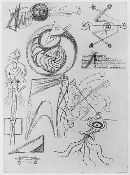 Untitled (Psychoanalytic Drawing), Jackson Pollock (American, Cody, Wyoming 1912–1956 East Hampton, New York), Colored pencil on paper (recto) ; colored pencil on paper (verso)