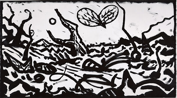 Butterfly, Peter Booth (Australian, born Sheffield, England 1940), Ink on gesso on paper 