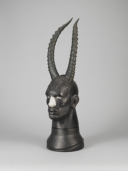 Cob II, Nancy Grossman (American, born 1940), Wood, leather, painted horn, lacquer, and lead