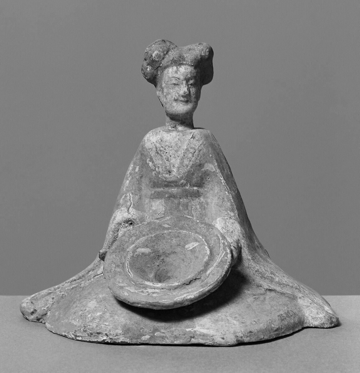 Female musician, Earthenware with pigment, China 