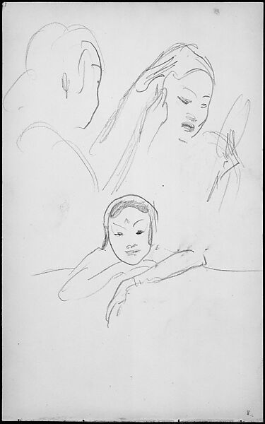 Javanese Dancers Applying Make-up and Adjusting Hair (from Sketchbook of Javanese Dancers), John Singer Sargent (American, Florence 1856–1925 London), Graphite on off-white wove paper, American 