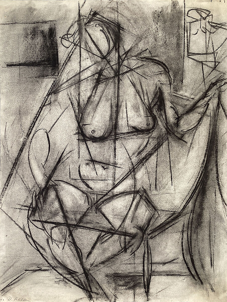 Nude, Dorothy Heller (American, New York 1917–2003 New York), Charcoal on paper (recto and verso) 