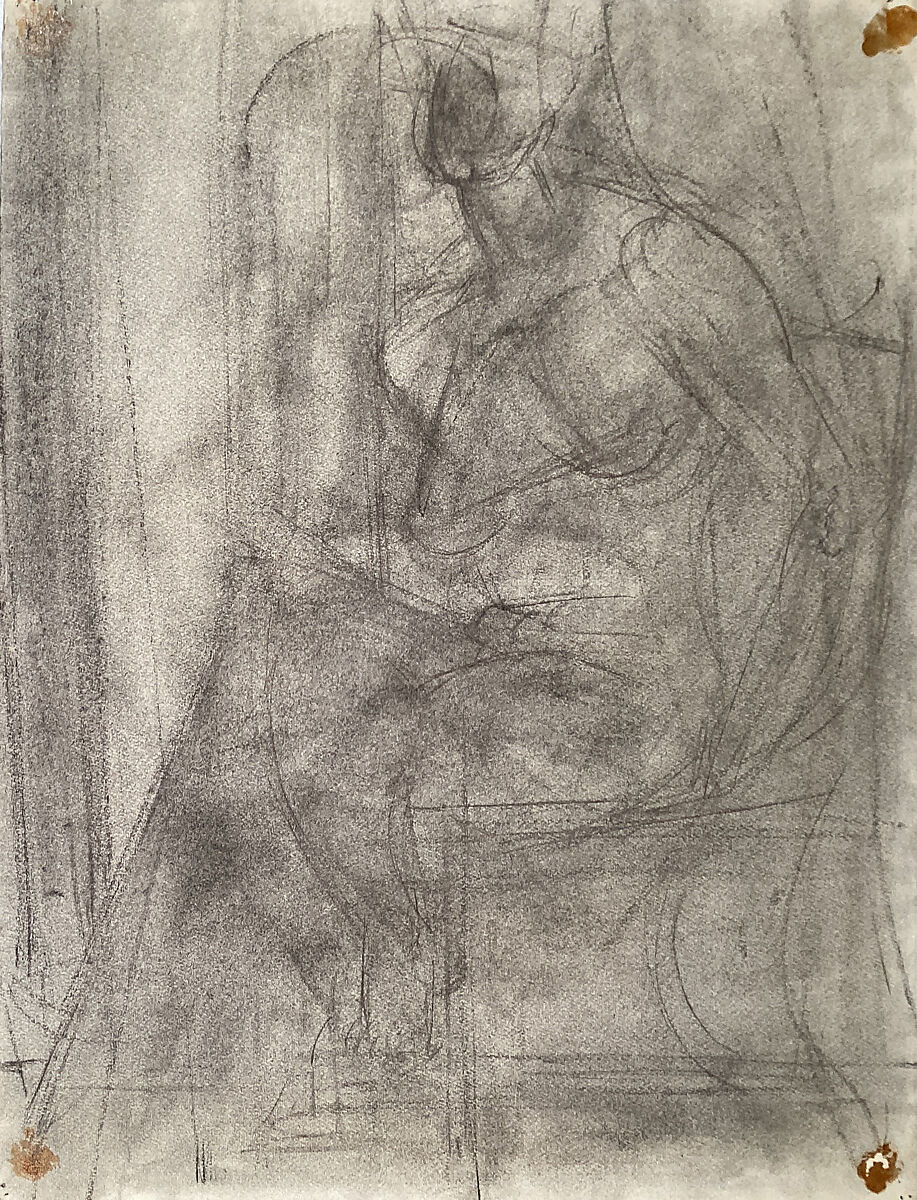 Nude, Dorothy Heller (American, New York 1917–2003 New York), Charcoal on paper (recto and verso)