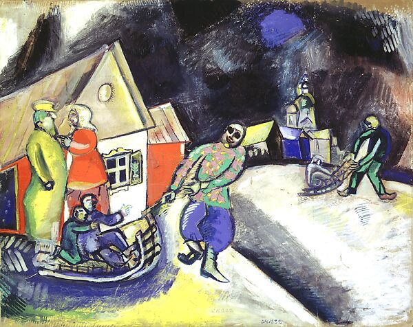 Snow, Winter in Vitebsk, Marc Chagall (French, Vitebsk 1887–1985 Saint-Paul-de-Vence), Gouache on cardboard 