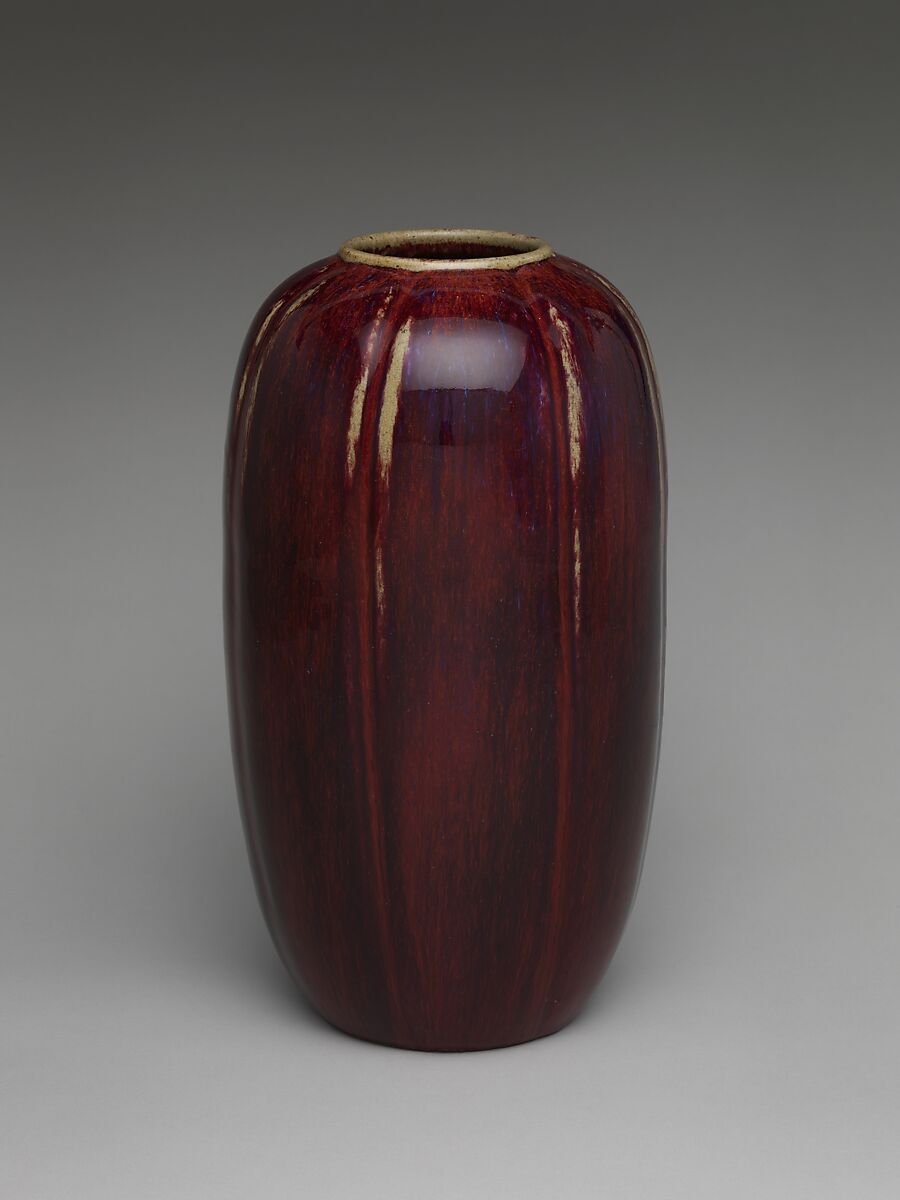 Vase in shape of winter melon, Porcelain with splashed glaze (Jingdezhen ware), China