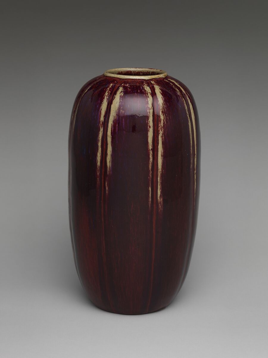 Vase in shape of winter melon, Porcelain with splashed glaze (Jingdezhen ware), China