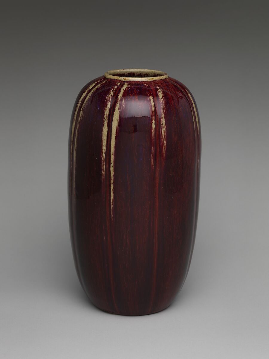 Vase in shape of winter melon, Porcelain with splashed glaze (Jingdezhen ware), China