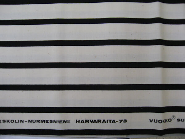 "Harvaraita" Textile Sample, Vuokko Eskolin-Nurmesniemi (Finnish, 1930–2026), Cotton
