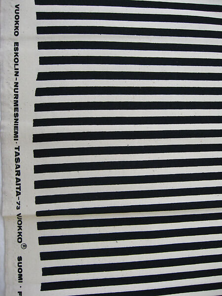 "Tasaraita" Textile Sample, Vuokko Eskolin-Nurmesniemi (Finnish, born 1930), Cotton
