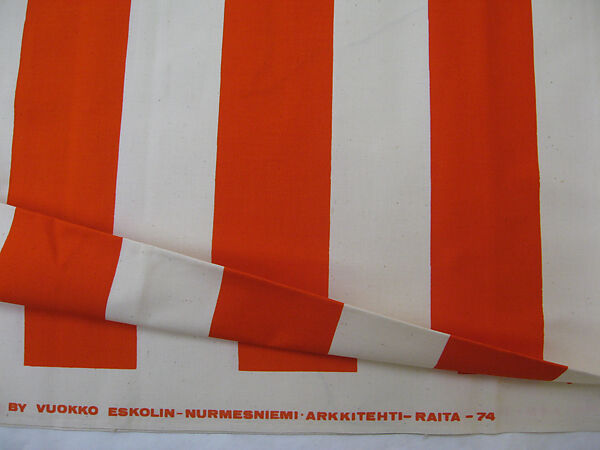 "Arkkitehti-Raita" Textile Sample, Vuokko Eskolin-Nurmesniemi (Finnish, born 1930), Cotton