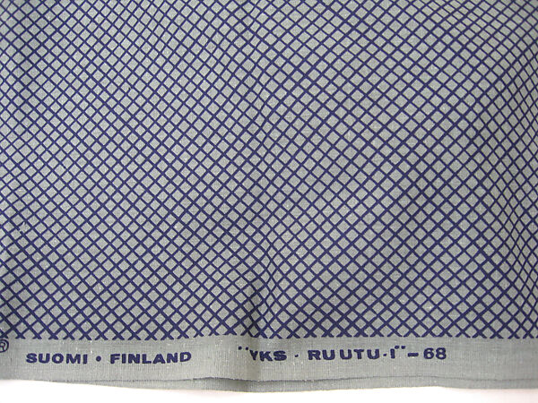 "Yks-Ruutu-1" Textile Sample, Vuokko Eskolin-Nurmesniemi (Finnish, 1930–2026), Cotton
