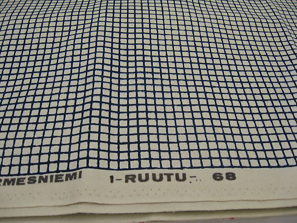 "1-Ruutu" Textile Sample, Vuokko Eskolin-Nurmesniemi (Finnish, 1930–2026), Cotton