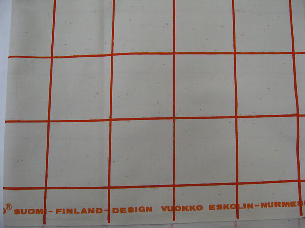 "1-Ruutu-3" Textile Sample, Vuokko Eskolin-Nurmesniemi (Finnish, 1930–2026), Cotton