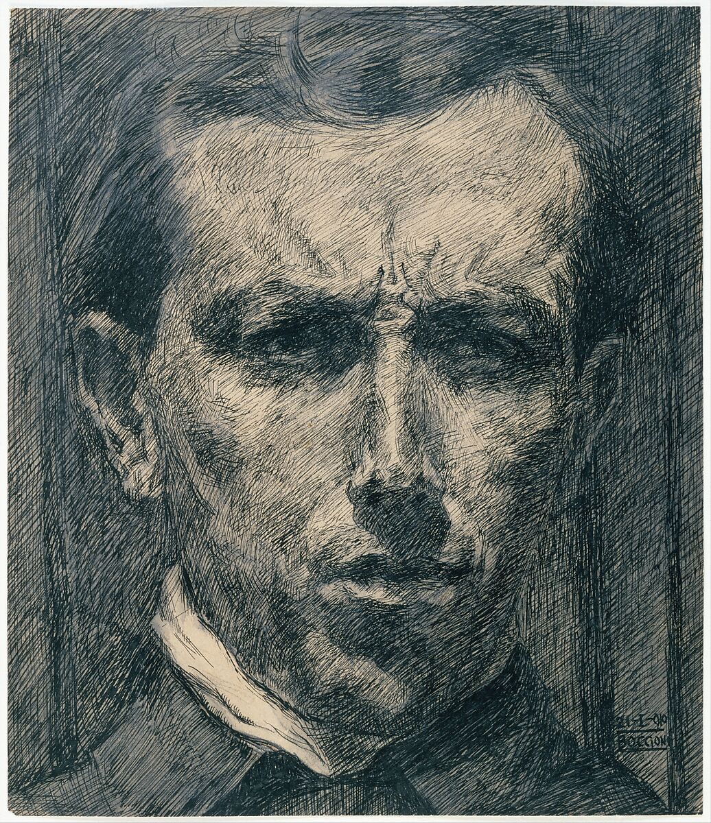 Self-Portrait, Umberto Boccioni (Italian, Reggio 1882–1916 Sorte), Ink, wash and graphite on paper 