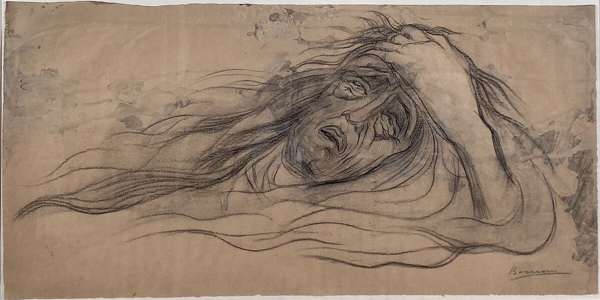 Study for "The Dream – Paolo and Francesca", Umberto Boccioni  Italian, Graphite, charcoal, colored pencil, and wash on paper